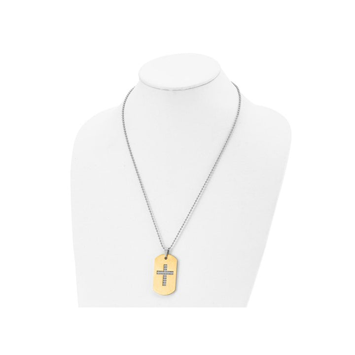 Mens Stainless Steel Cross and Prayer Dogtag Pendant Necklace with Chain (22 Inches) Image 3