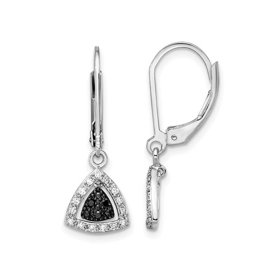 1/5 Carat (ctw) Black and White Diamond Dangle Earrings in Sterling Silver Image 1