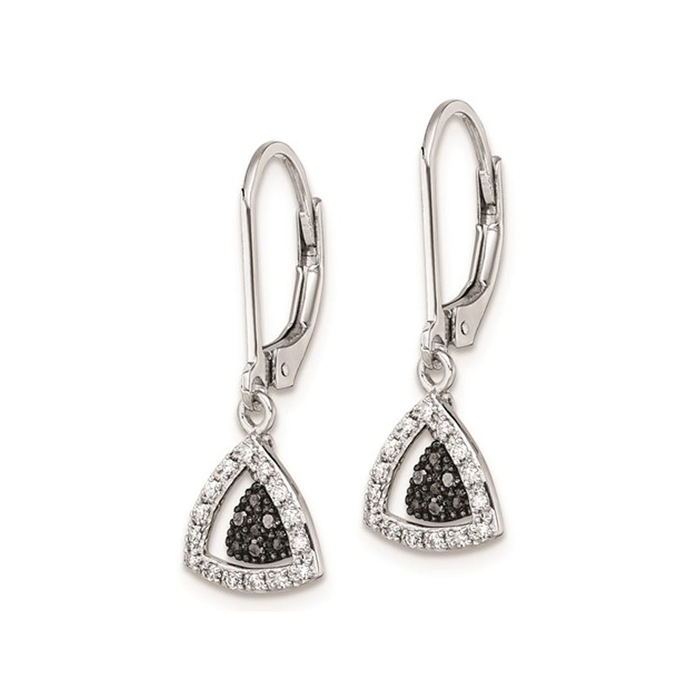 1/5 Carat (ctw) Black and White Diamond Dangle Earrings in Sterling Silver Image 2
