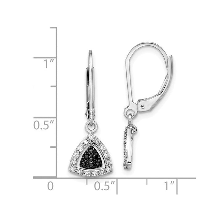 1/5 Carat (ctw) Black and White Diamond Dangle Earrings in Sterling Silver Image 4