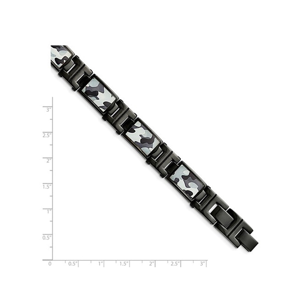 Mens Black Plated Stainless Steel Camouflage Bracelet (8.50 Inches) Image 3