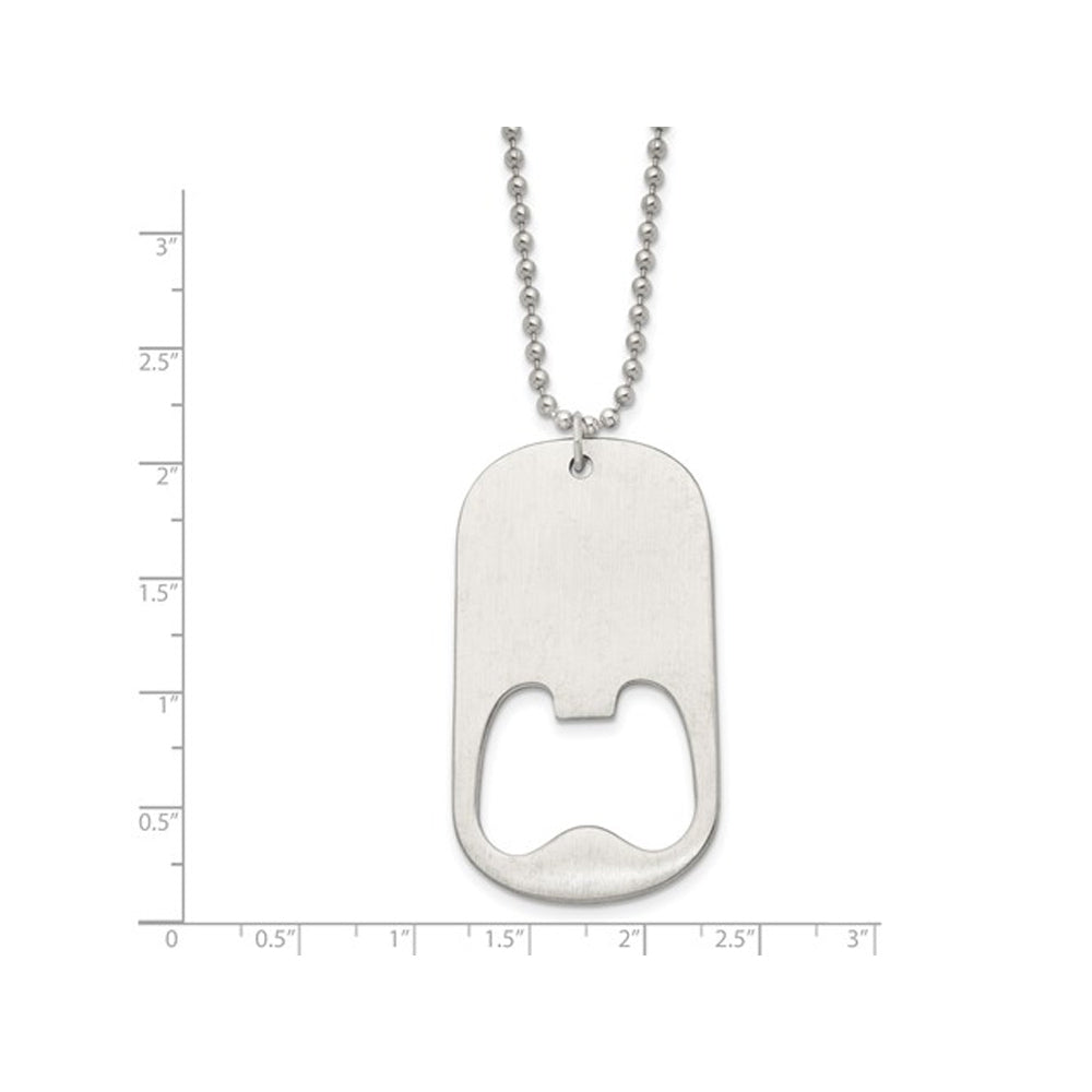 Mens Stainless Steel Bottle Opener Dogtag Pendant Necklace with Chain Image 3