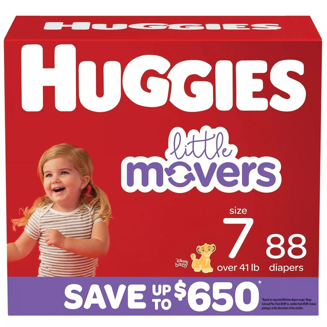 Huggies Little Movers Diapers Size 7 - 41+ Pounds (88 Count) Image 1