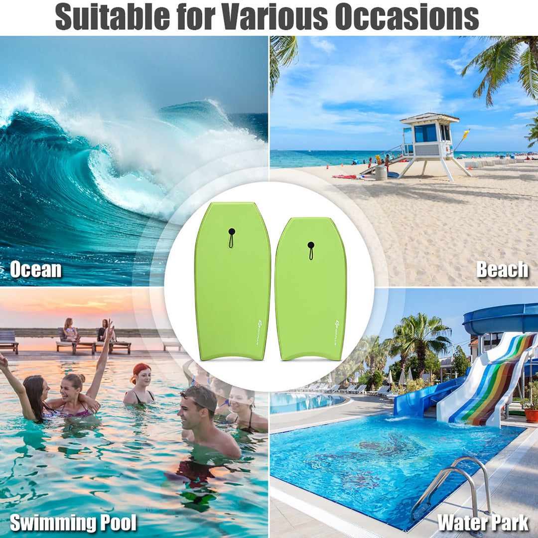 Goplus 41/37 Super Lightweight Bodyboard Surfing W/Leash EPS Core Boarding IXPE Green Image 1