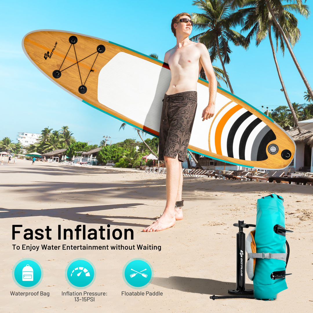 11 Inflatable Stand Up Paddle Surfboard W/Bag Aluminum Paddle Pump Image 8