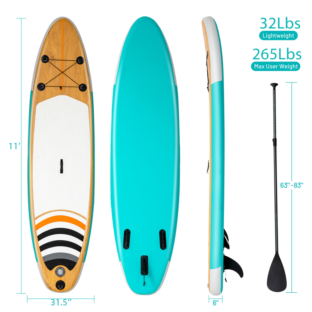 11 Inflatable Stand Up Paddle Surfboard W/Bag Aluminum Paddle Pump Image 10