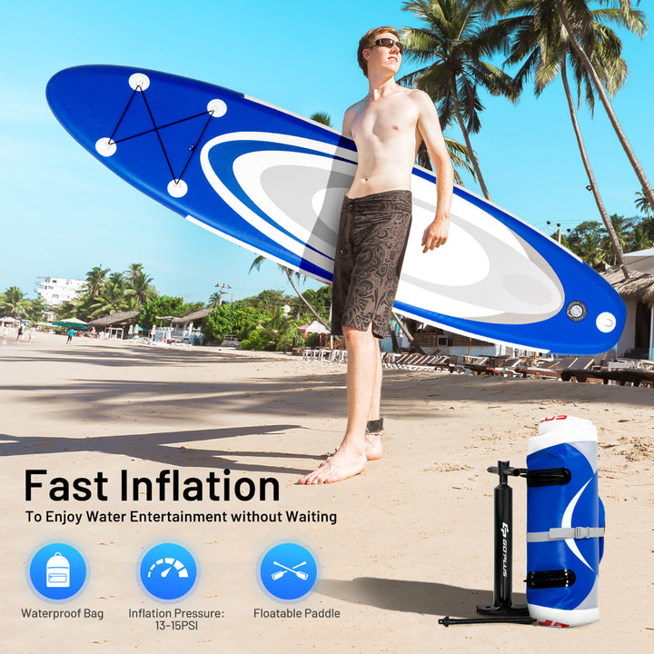 10 Inflatable Stand Up Paddle Surfboard W/Bag Aluminum Paddle Pump Image 7