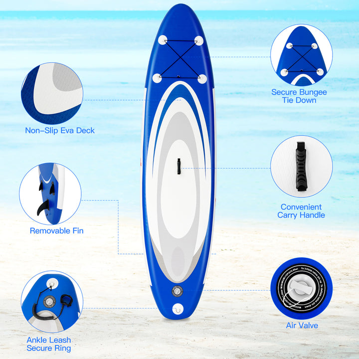 10 Inflatable Stand Up Paddle Surfboard W/Bag Aluminum Paddle Pump Image 9