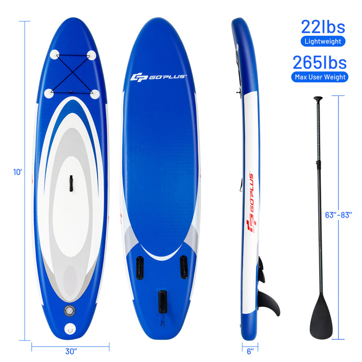 10 Inflatable Stand Up Paddle Surfboard W/Bag Aluminum Paddle Pump Image 10