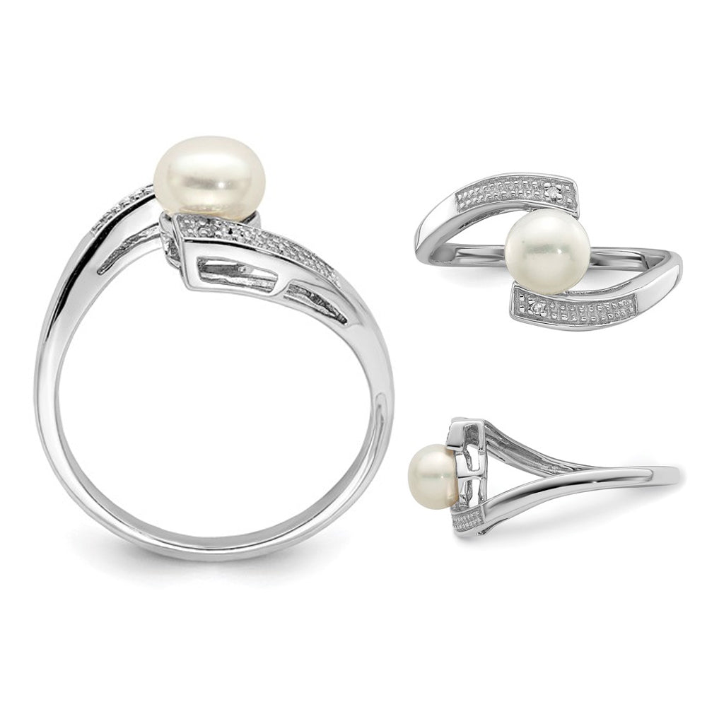 Solitaire Freshwater Cultured Pearl Ring 6mm in Sterling Silver Image 4