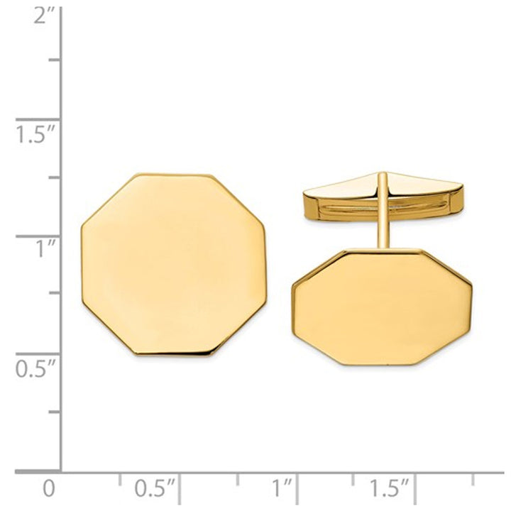 Mens Octagonal Polished Cuff Links in 14K Yellow Gold Image 3