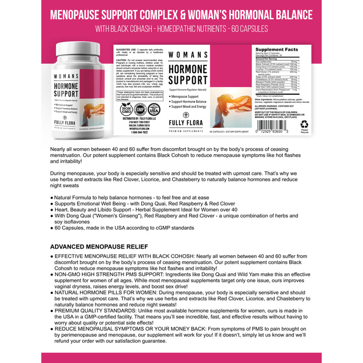 Fully Flora Womens Hormone Support Supplement 2 Bottle Pack Menopause Relief Image 4