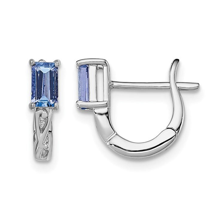 3/5 Carat (ctw) Tanzanite Hoop Earrings in Sterling Silver Image 1