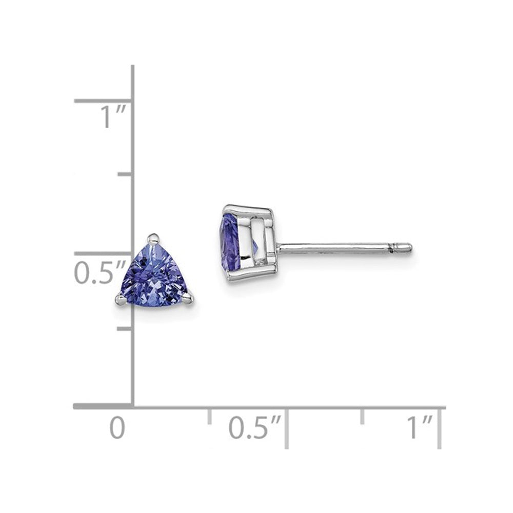 1.00 Carat (ctw) Trillian Tanzanite Solitaire Stud Earrings in Sterling Silver Image 4