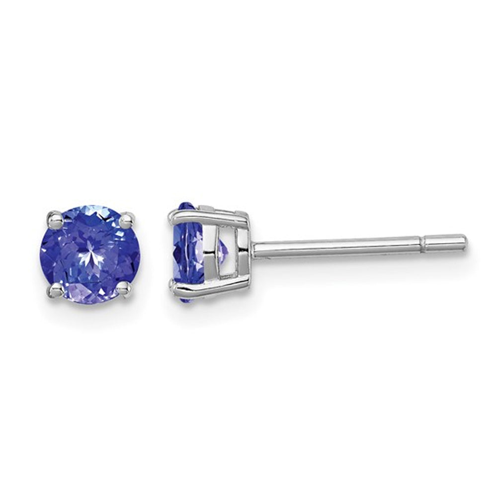 9/10 Carat (ctw) Tanzanite Solitaire Stud Earrings in 14K White Gold Image 1