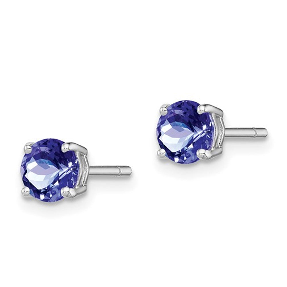 9/10 Carat (ctw) Tanzanite Solitaire Stud Earrings in 14K White Gold Image 3