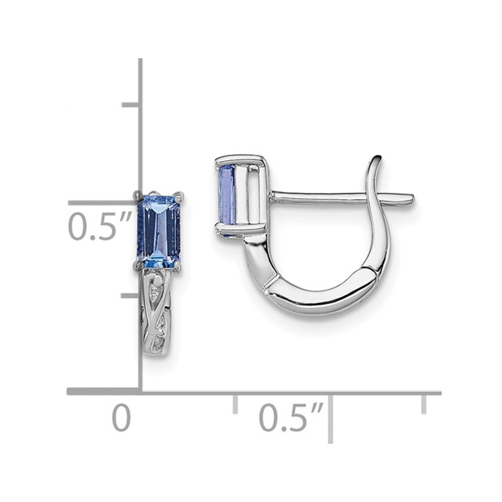 3/5 Carat (ctw) Tanzanite Hoop Earrings in Sterling Silver Image 4