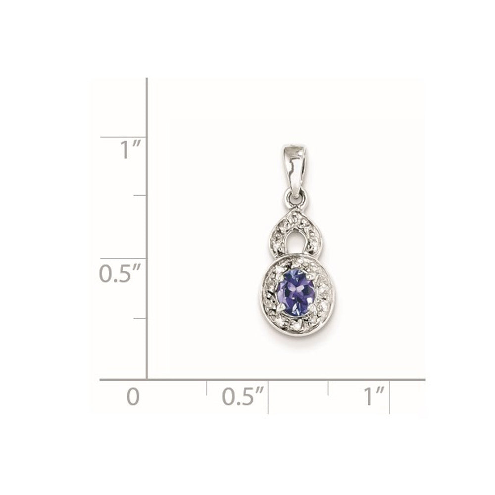 1/3 Carat (ctw) Tanzanite Oval Pendant Necklace in Sterling Silver with Chain Image 2