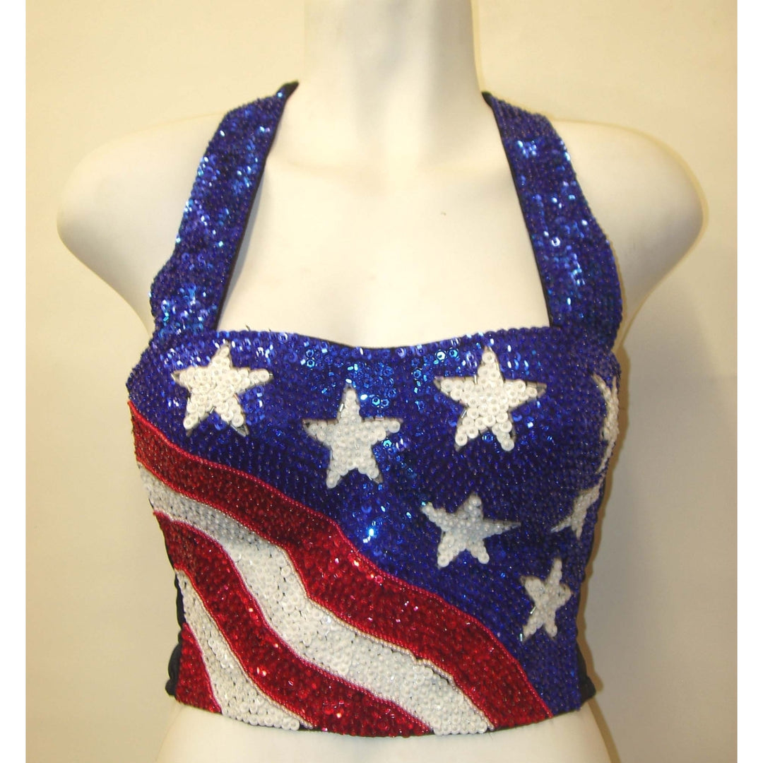 Sequin Bustier USA WAVEY FLAG Pride American Flag Size 2X Image 1