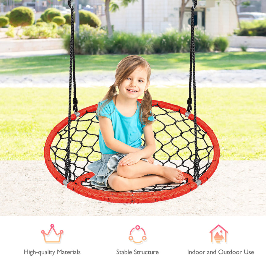 Costway Spider Web Chair Swing w/ Adjustable Hanging Ropes Kids Play Equipment BlueOrange Image 1