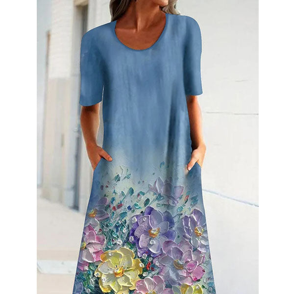 A-Line Polyester Cotton Short Sleeve Statement Dresses Image 3