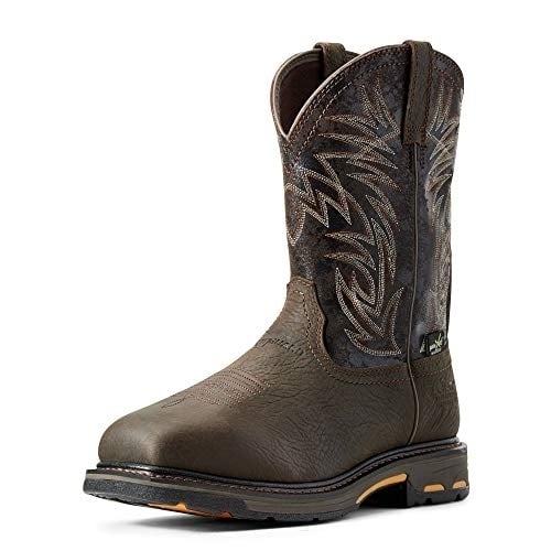 ARIAT WORK Mens 11" WorkHog Wide Square Toe Composite Toe Internal Metatarsal Guard Waterproof Work Boot Bruin Brown - Image 1