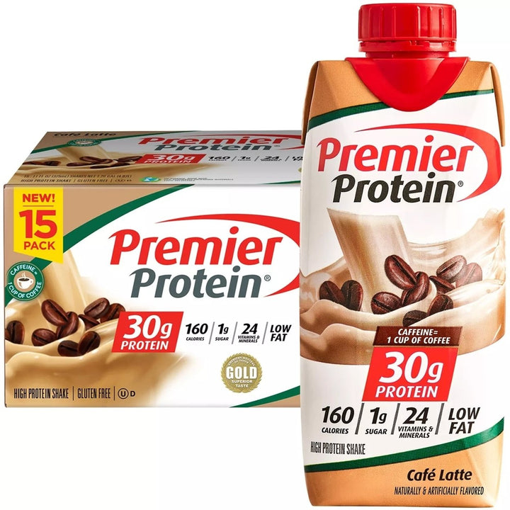 Premier Protein 30g High Protein Shake Cafe Latte 11 Fluid Ounce (Pack of 15) Image 1