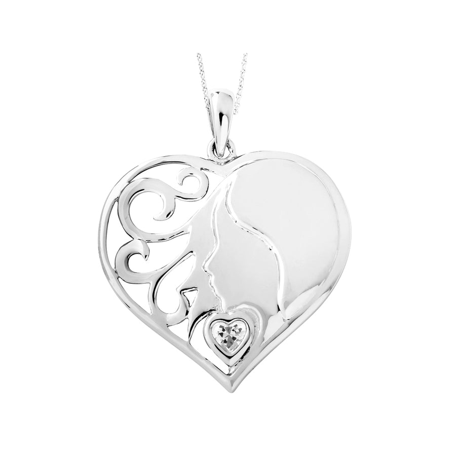 My DaughterMy Hearts Treasure Heart Pendant Necklace in Sterling Silver with Synthetic Cubic Zirconia (CZ)s Image 1