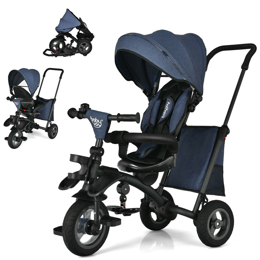 7-In-1 Kids Baby Tricycle Folding Steer Stroller w/ Rotatable Seat Image 1