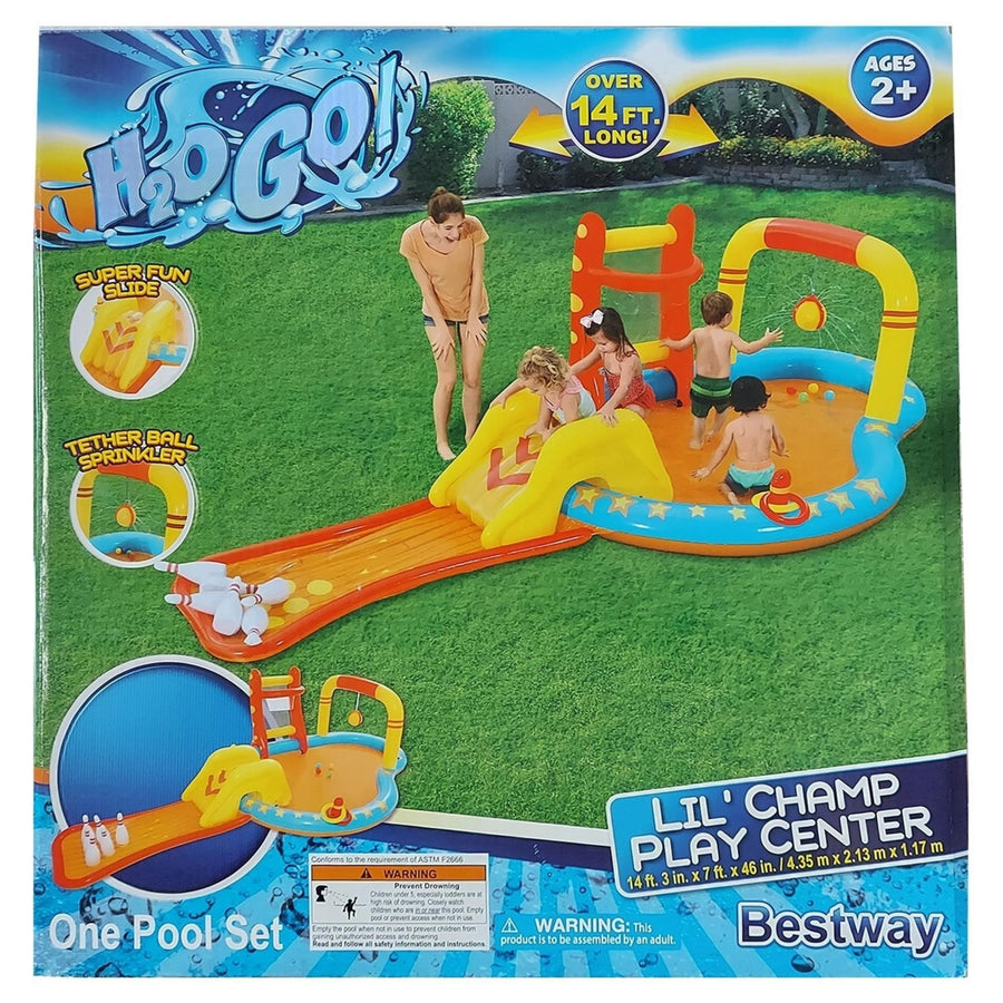 Kids Inflatable 14 Pool Lil Champ Play Center Slide Sprinkler Outdoor Fun Bestway Image 1