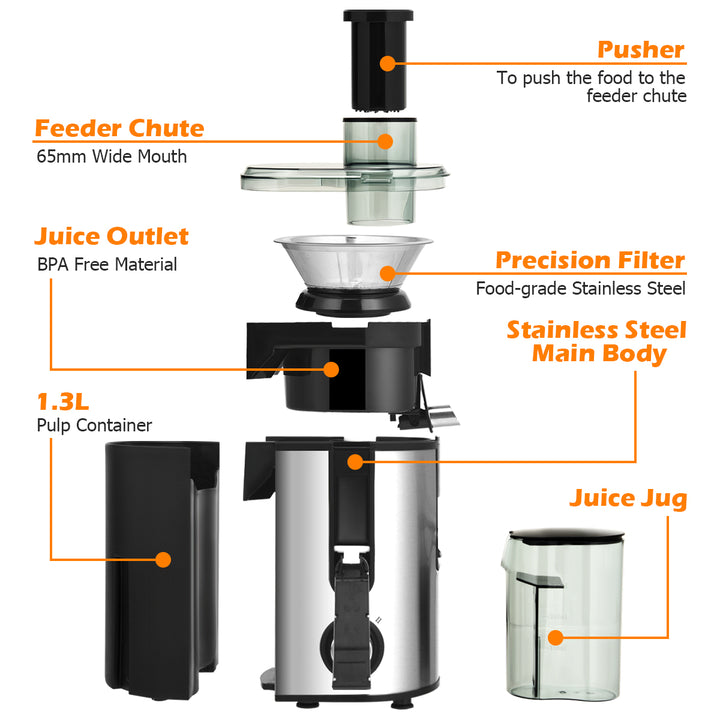 Juicer Machine Juicer Extractor Dual Speed w/ 2.5 Feed Chute Image 4
