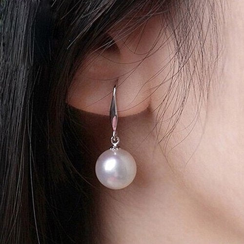 Silver Fish Hook Earring Dangle White Shell Faux Pearl Drop Earrings Image 3