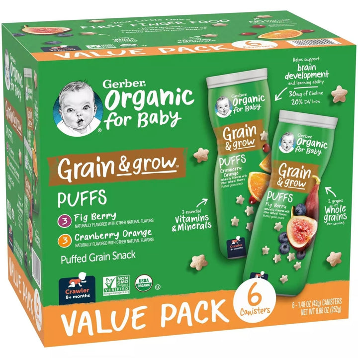 Gerber Organic Puffs Variety Pack 1.48 Ounce (Pack of 6) Image 2