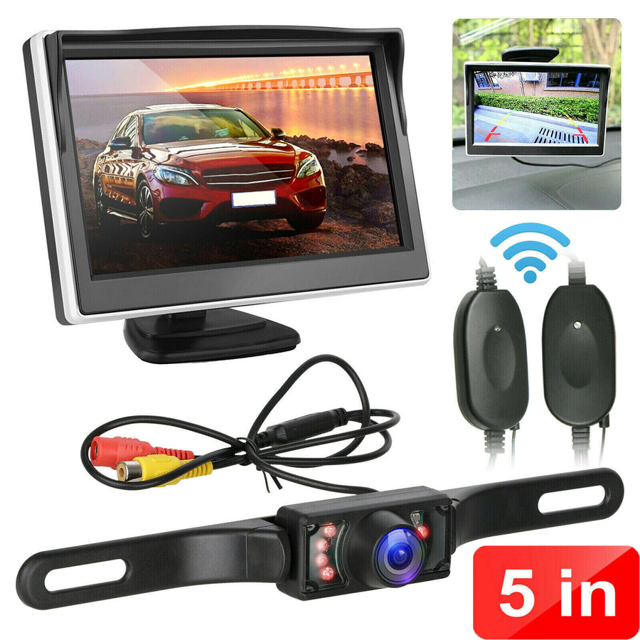 Wireless 5" Monitor Car Rear View System Backup Reverse Camera Night Vision Kit Image 1
