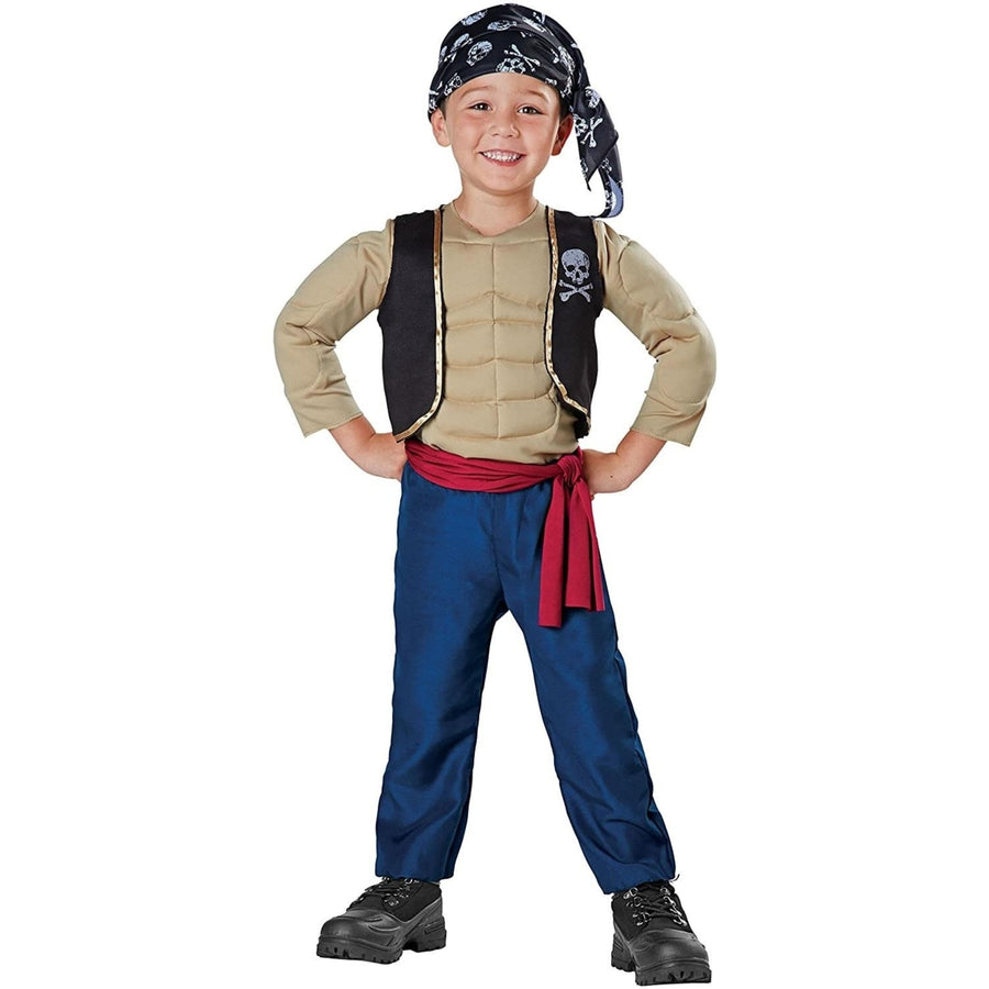 Pirate Ahoy First Mate Muscle Boys Size 2-4T Costume Bandana Vest Pretend Seasons Image 1