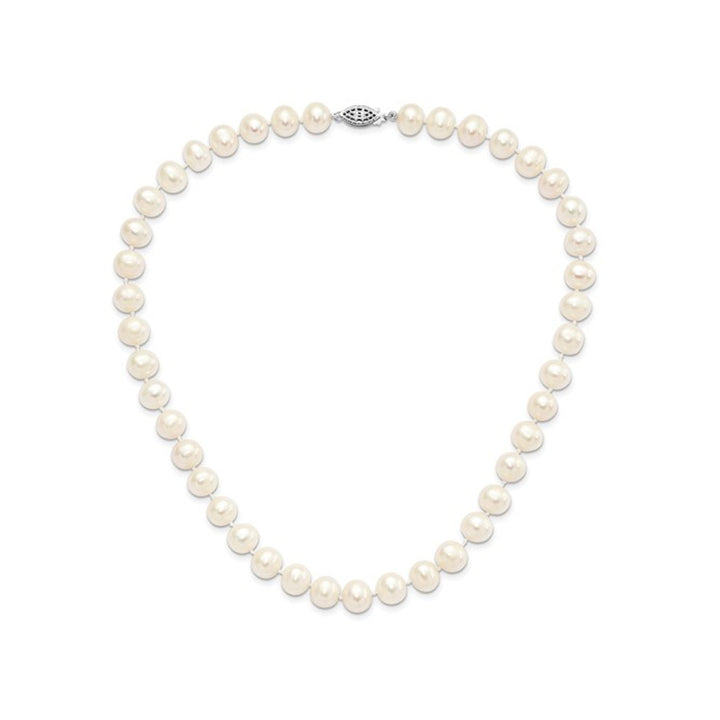 Sterling Silver 9-10mm White Freshwater Cultured Pearl Necklace (16 Inches) Image 1