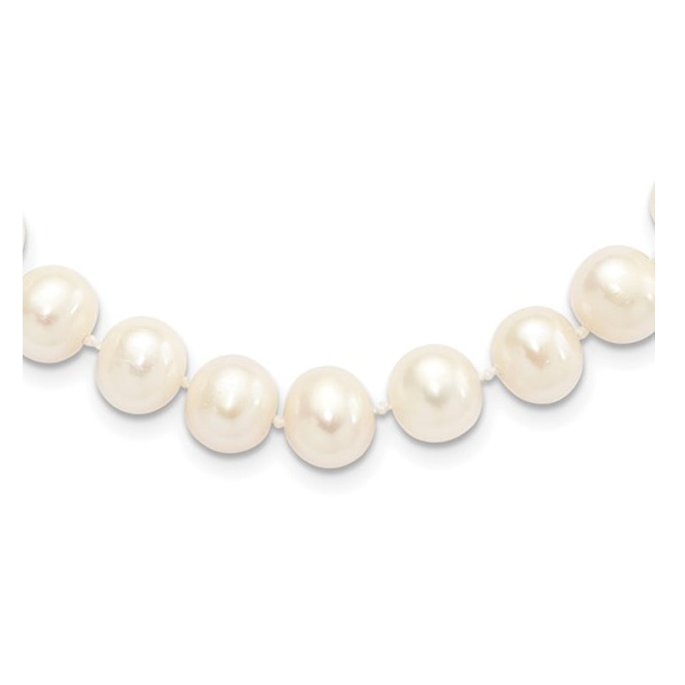 Sterling Silver 9-10mm White Freshwater Cultured Pearl Necklace (16 Inches) Image 3