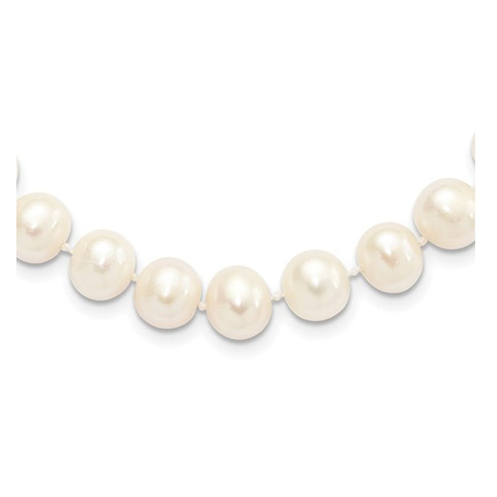 Sterling Silver 9-10mm White Freshwater Cultured Pearl Necklace (18 Inches) Image 4