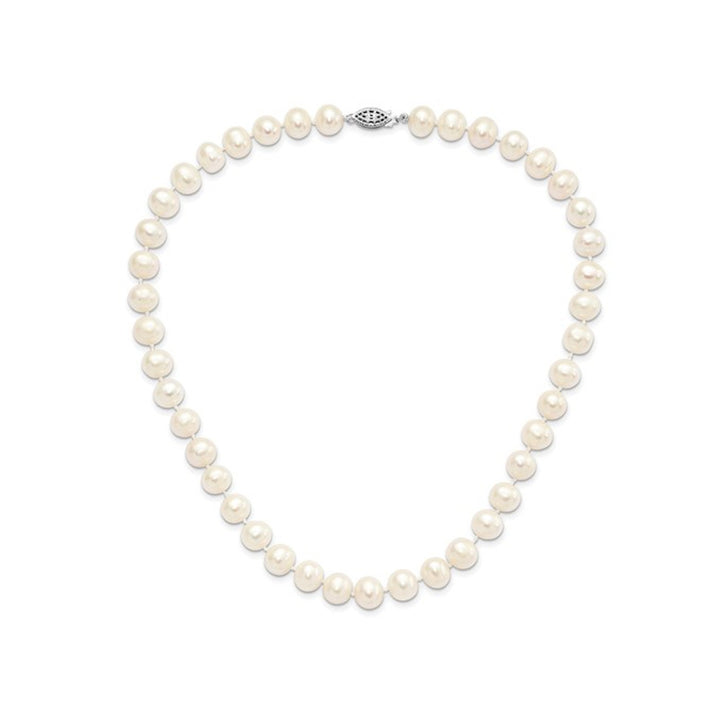 Sterling Silver 9-10mm White Freshwater Cultured Pearl Necklace (24 inches) Image 1