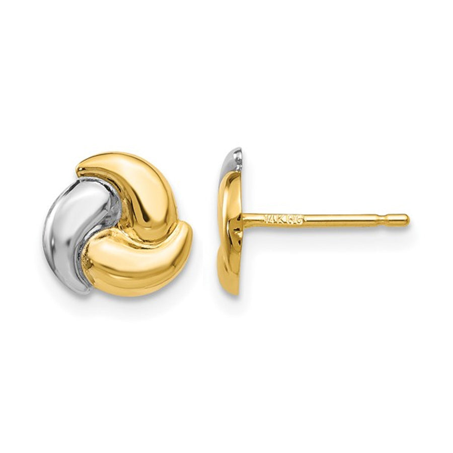 14K Yellow and White Gold Fancy Post Earrings Image 1