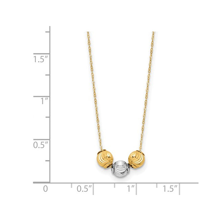 14K Yellow Gold Two-Tone Bead Ball Necklace (17 inches) Image 2