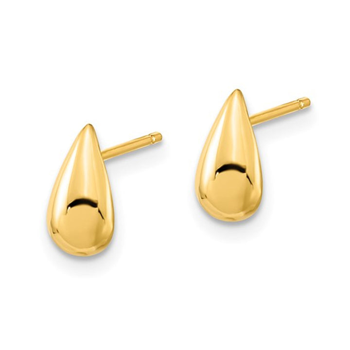 14K Yellow Gold Polished Teardrop Earrings Image 3