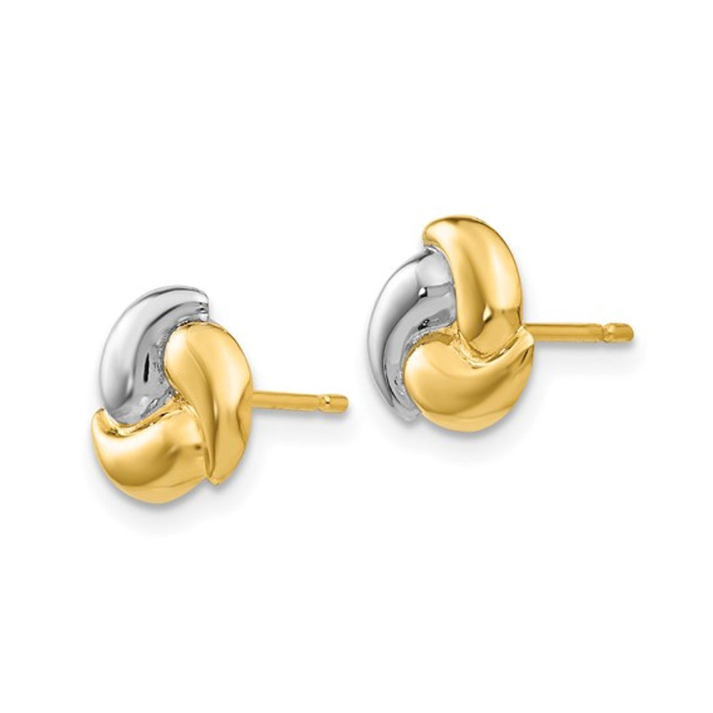 14K Yellow and White Gold Fancy Post Earrings Image 3