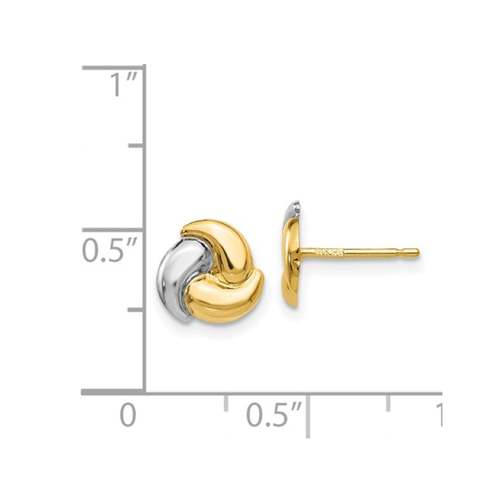 14K Yellow and White Gold Fancy Post Earrings Image 4