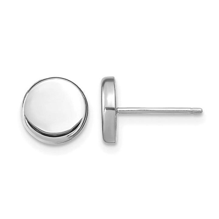 14K White Gold Polished Button Post Earrings Image 1