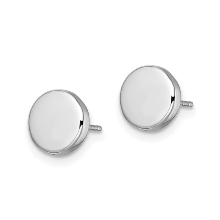 14K White Gold Polished Button Post Earrings Image 3