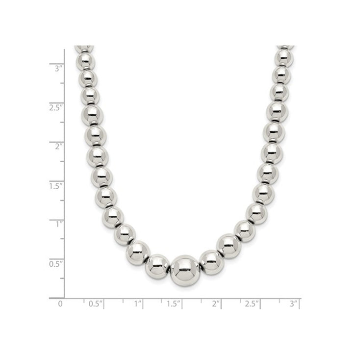 Sterling Silver Polished Beaded Necklace 18 Inches Image 3