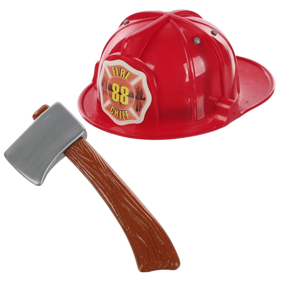 Brave Firefighter Helmet with Axe Pretend Dress-up Fireman Hero Play Set Seasons Image 1