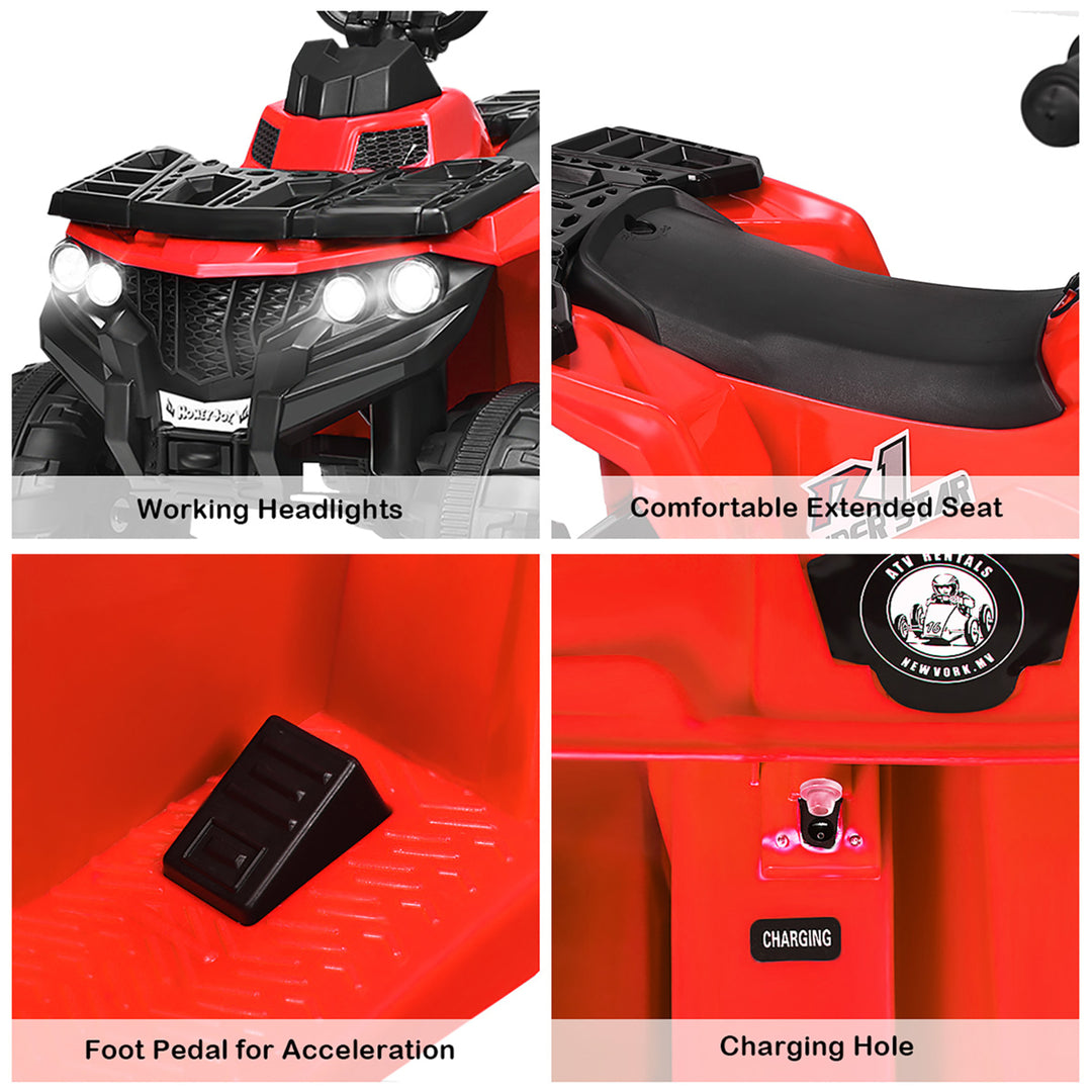 6V Battery Powered Kids Ride On ATV 4-Wheeler Quad w/ MP3 and LED Headlight Red Image 4