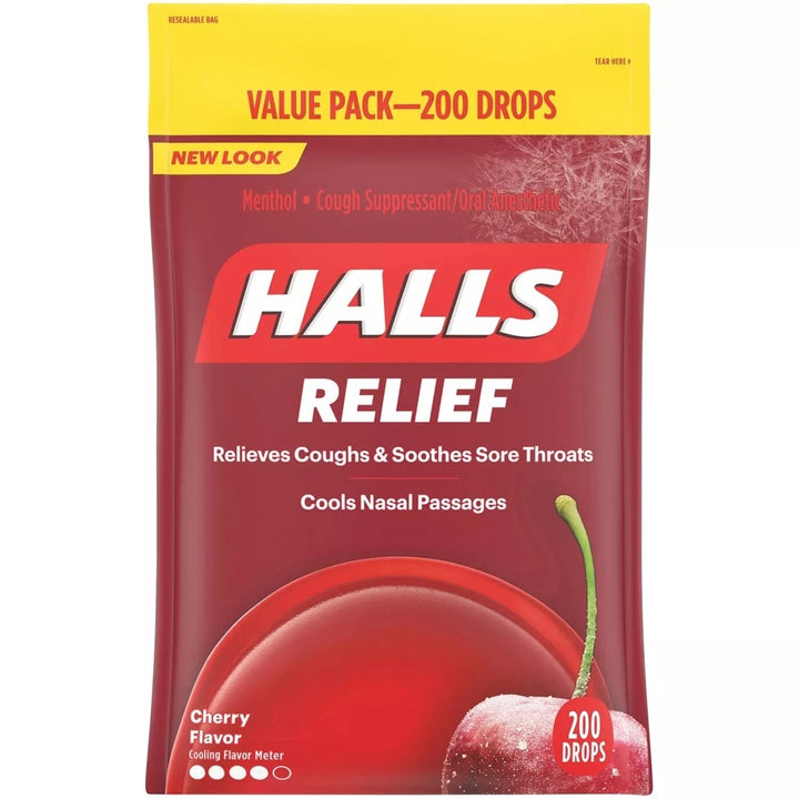 Halls Cough Suppressant/Oral Anesthetic Cough Drops - Cherry (200 Count) Image 1